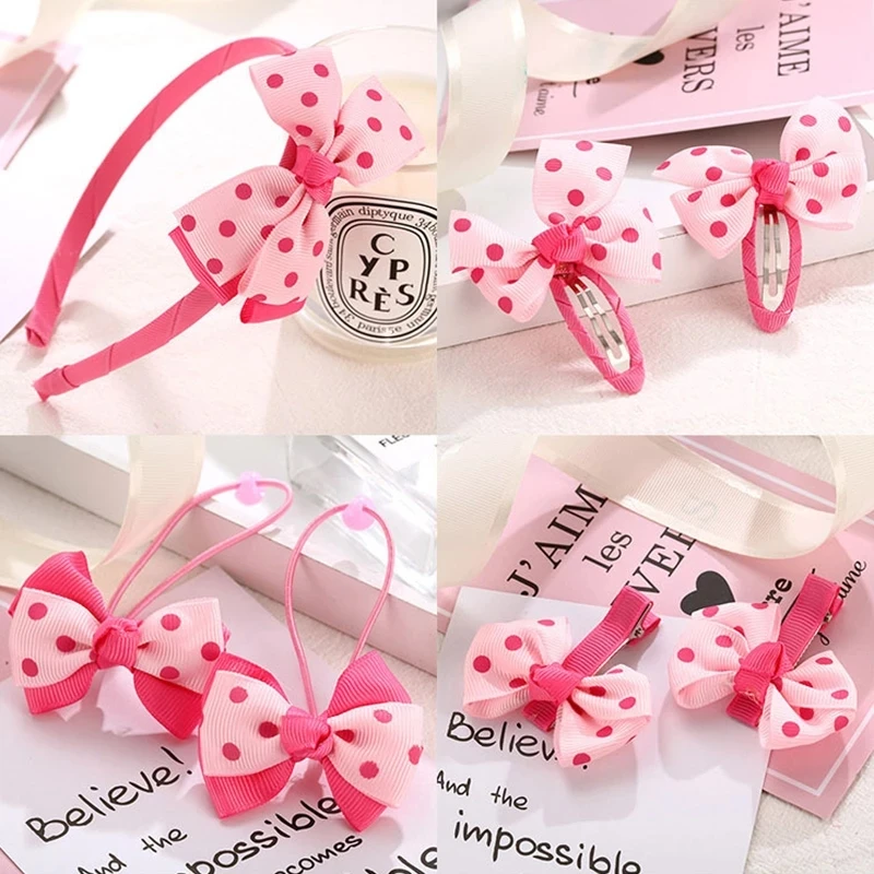 7 шт./компл. заколки для волос в полоску и горошек Детский набор заколок на день