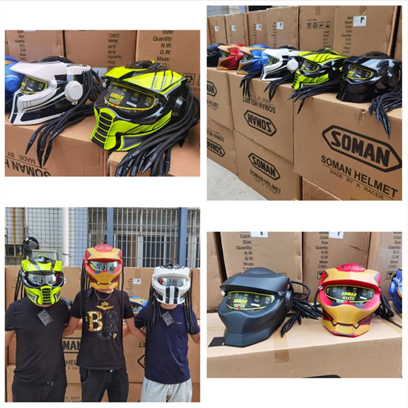 Классный шлем Хищник кожаный чехол из искусственной кожи (серебристый козырек с