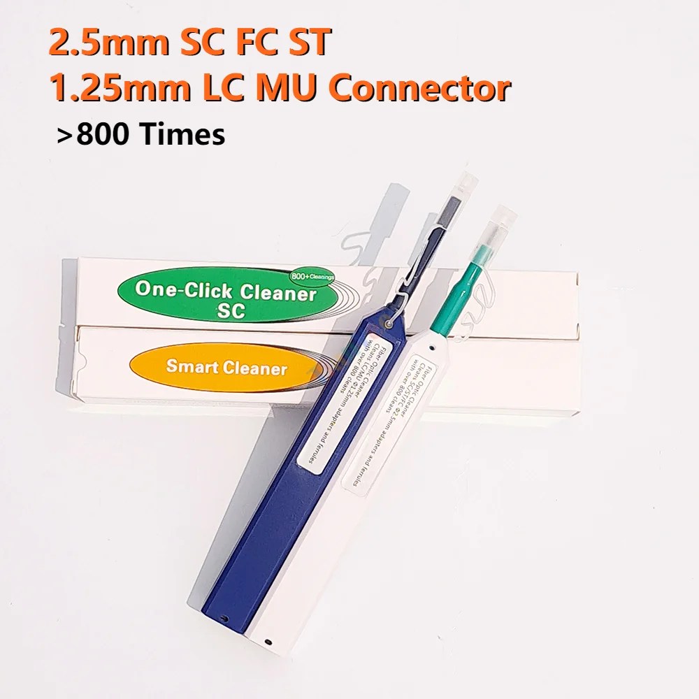 2pcs One-Click Cleaner Optical Fiber Cleaner Pen Cleans 2.5mm SC FC ST and 1.25mm LC MU Connector Over 800 Times