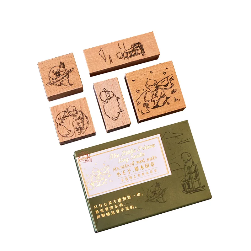 

Vintage Little Prince Series English Plants Planet Decoration Stamp Set DIY Wooden Rubber Stamps for Scrapbooking Standard Stamp