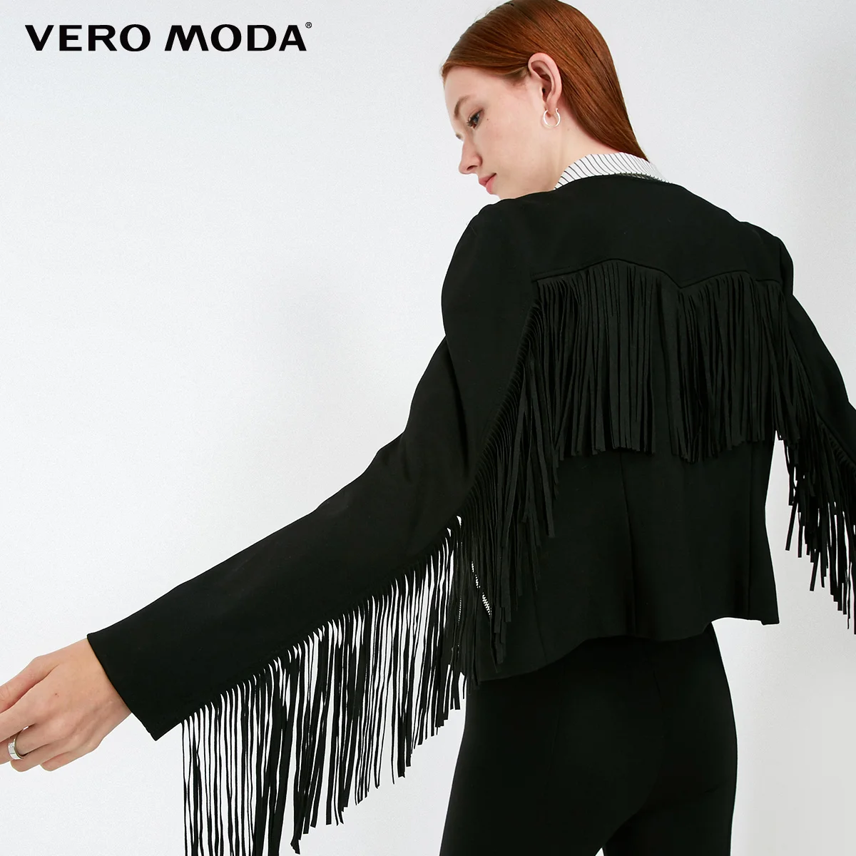 Vero Moda женское короткое пальто с круглым воротником и кисточками на молнии |