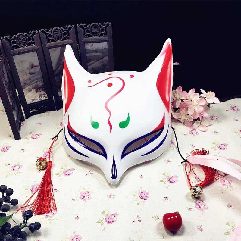 

Fox Mask Party Half Face Japanese Cosplay Masks With Tassels Masquerade Festival Cosplay Costume Prom Accessories