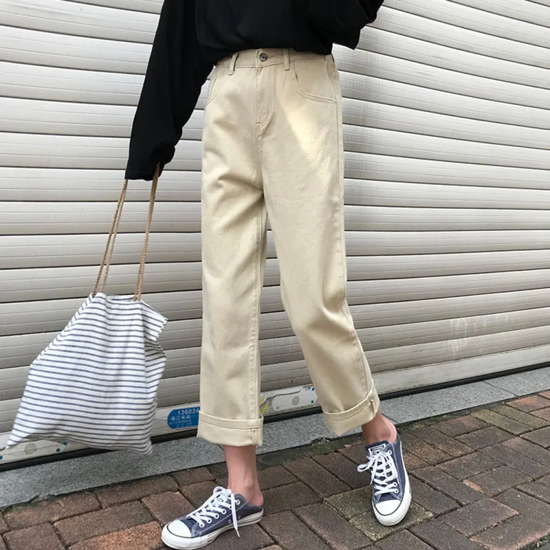 Женские джинсы свободные модные элегантные универсальные корейский стиль