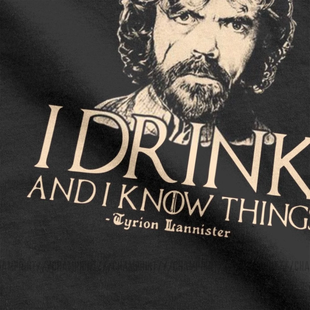 Футболка «Игра престолов», футболки с надписью «I Drink And I Know Things», футболки с тирионом ланнистером для мужчин, винтажные топы с вырезом лодочкой, хлопок, 4X, 5X