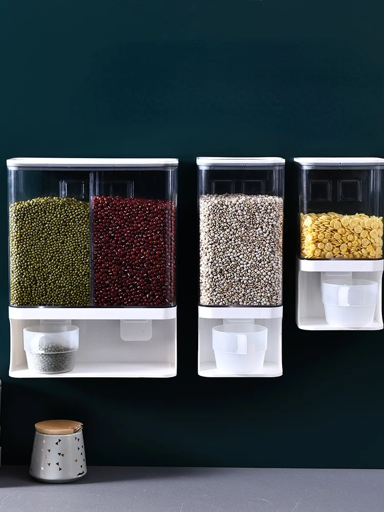 

Nordic Storage Jar Wall Mounted Large Capacity Moisture Proof Rice Bucket Storage Jar Kitchen Botella Home Organization DF50PG