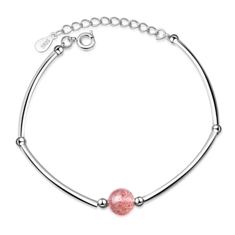 Transfer Beads Lucky Fashion Female 925 Sterling Silver Jewelry Simple Teach Peach Strawberry Crystal Ball Bracelets SB117 |