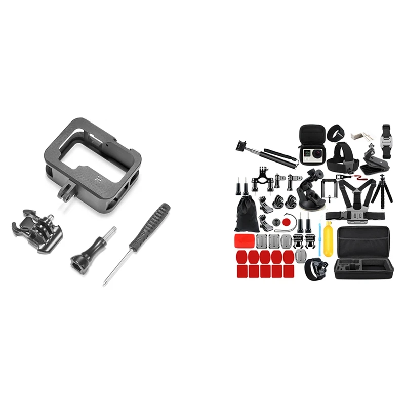 

Aluminum Case For Gopro Hero 9 Black Protective Vlog Metal Cage Cover Cold Shoe Mount With Accessory Set For Gopro