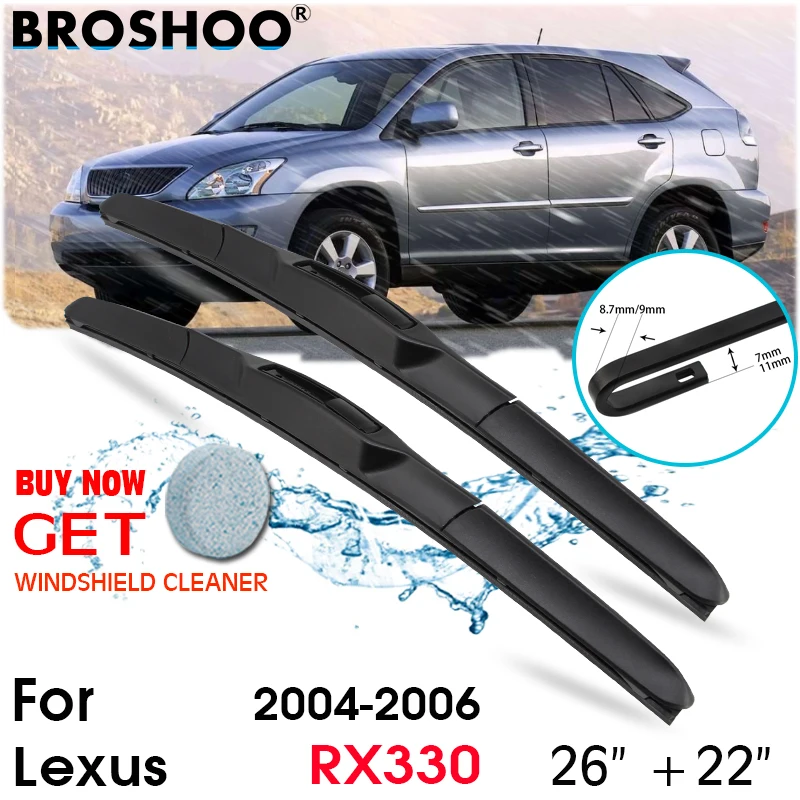 

Car Wiper Blade Front Window Windscreen Windshield Wiper Blades J hook Auto Accessories For Lexus RX330 26"+22" 2004-2006