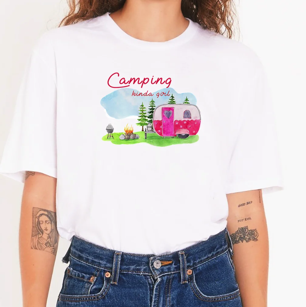 Женские футболки с графическим принтом для кемпинга | Мужская одежда