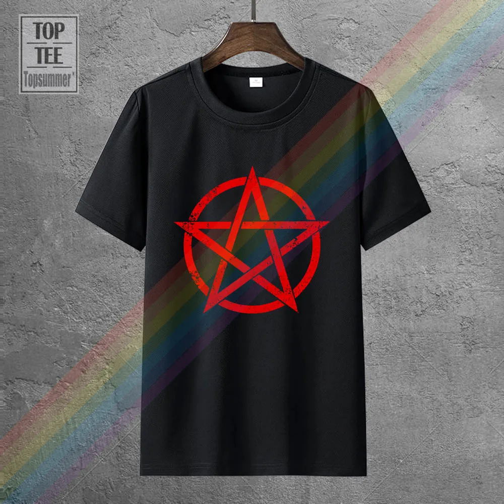

Red Pentagram Sign T Shirt Satan Crowley Pentagramm Satanic Circle 666 Shirt