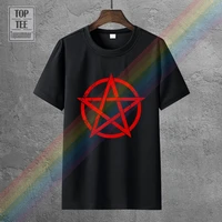 red pentagram sign t shirt satan crowley pentagramm satanic circle 666 shirt