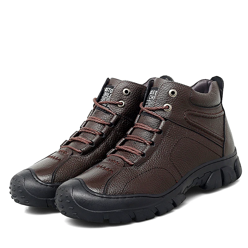 Мужские уличные ботинки из натуральной кожи на меху|Защитная обувь| |