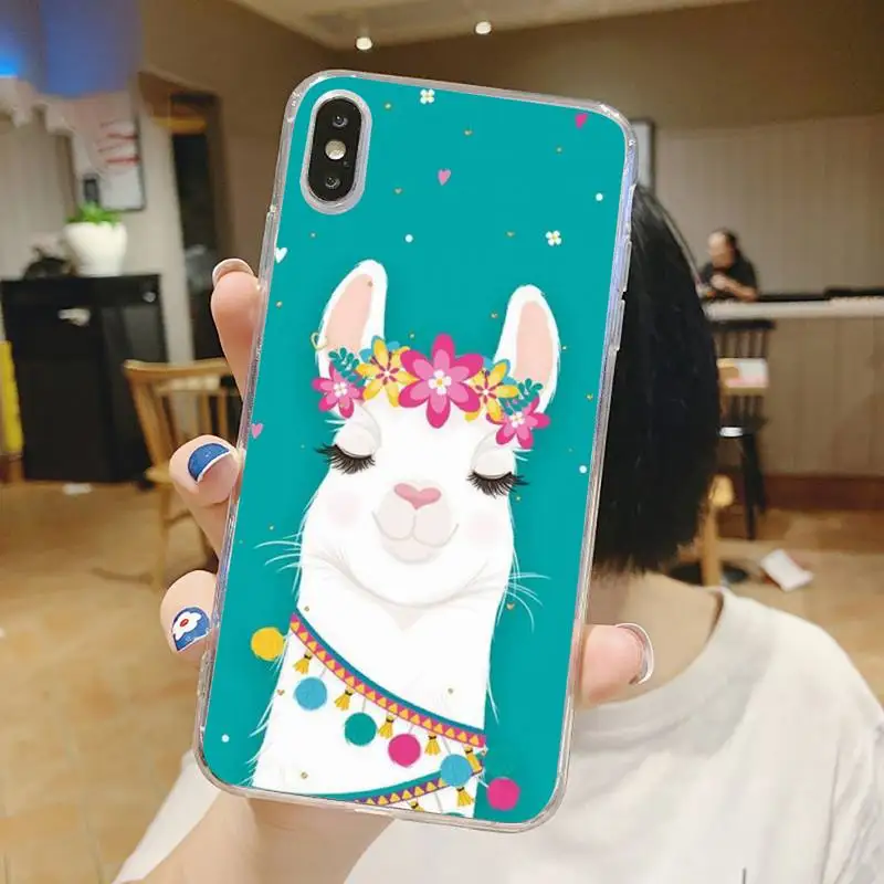 

Alpaca cute cartoon animal Phone Case Transparent for iPhone 6 7 8 11 12 s mini pro X XS XR MAX Plus