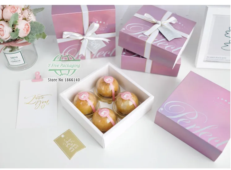 

Pink Mooncake Paper Gift Box Candy Cookies Cake Box Wedding Favor Gift Bag Party Decor