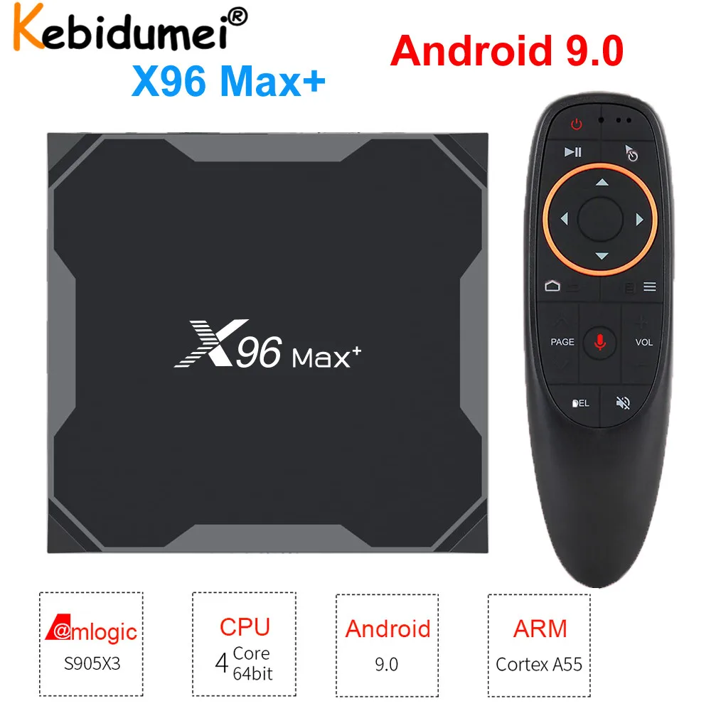 Приставка Смарт ТВ X96 Max Plus Android 9 0 Amlogic S905 8 K медиаплеер 4 + 32/64 ГБ Wi Fi