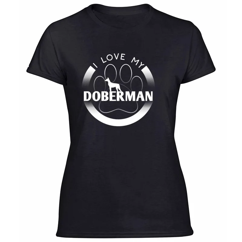 Забавный Доберман I Love My Doberman круглая лапа простой логотип собака Силуэт футболка
