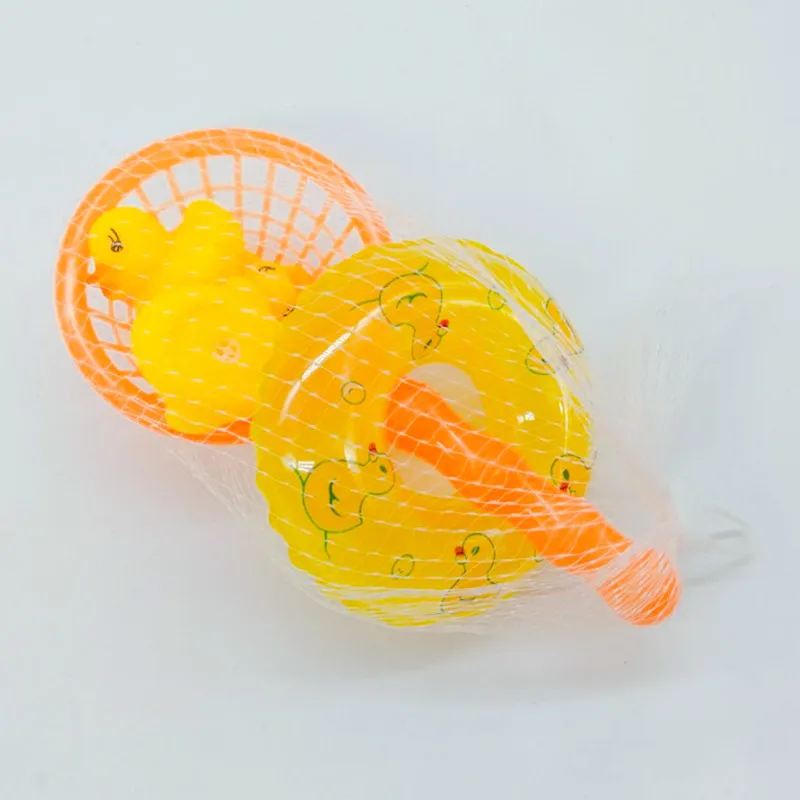 Детские моющие плавательные мини кольца резиновые желтые утки рыболовная сеть