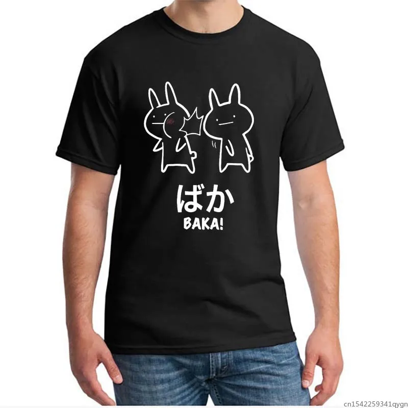 

EU Size Baka Rabbit Slap T Shirt Anime Japanese Cute Tops Short Sleeve O-neck Tee Novelty Cute Japan Tshirt