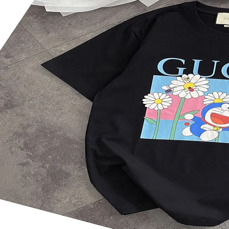 

New Spring Summer Fashion Classic Brand Luxury Design Casual Versatile Cartoon Print Cartoon Print Unisex T-shirt black 100028