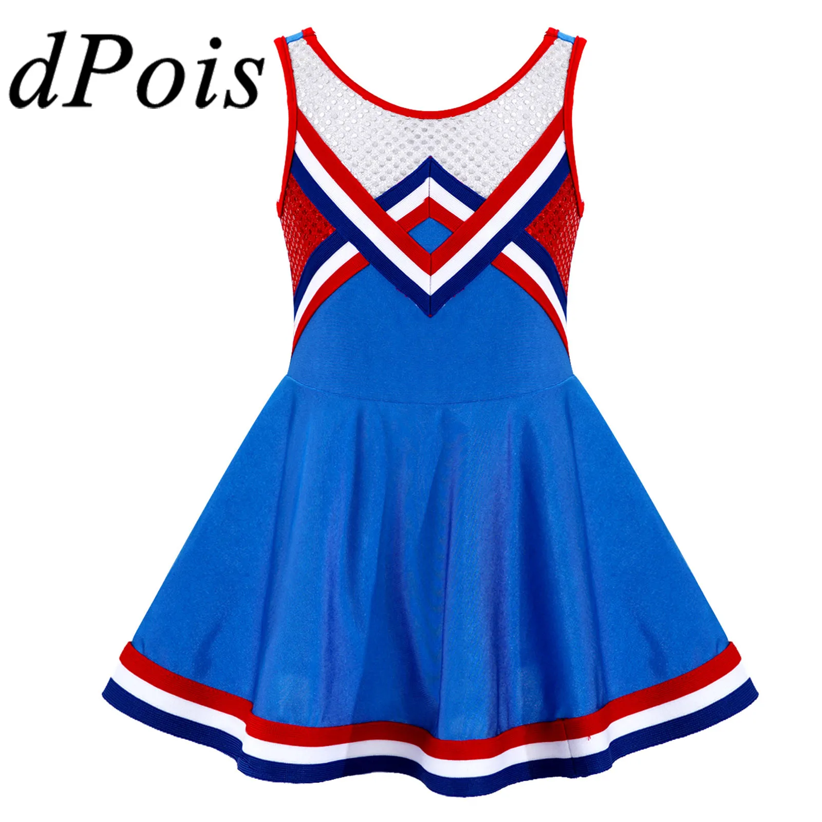 

Girls Dancewear Kids Sequins Cosplay Cheerleader Costume Childrens Cheerleading Dance Dress for Dancing Competiton Fancy Dress