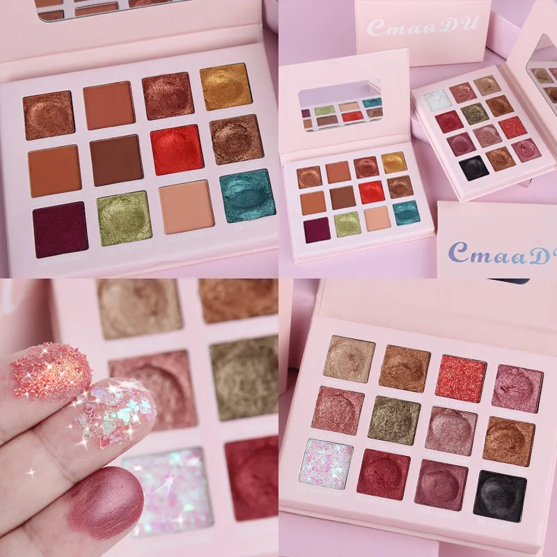 Cmaadu мерцающие матовые тени для век палитра макияжа очаровательные 12 цветов