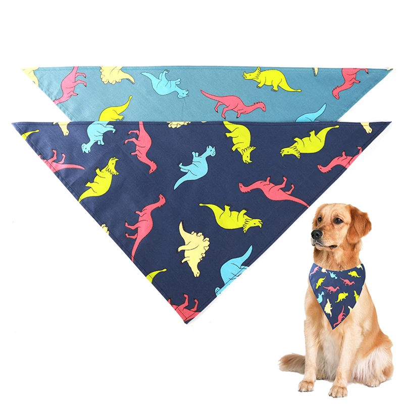 

Pet Bandanas Cartoon DinosaurCotton Washable Dog Bandanas Scarf Bowties Collar Pet Square Bib For Puppies Kittens