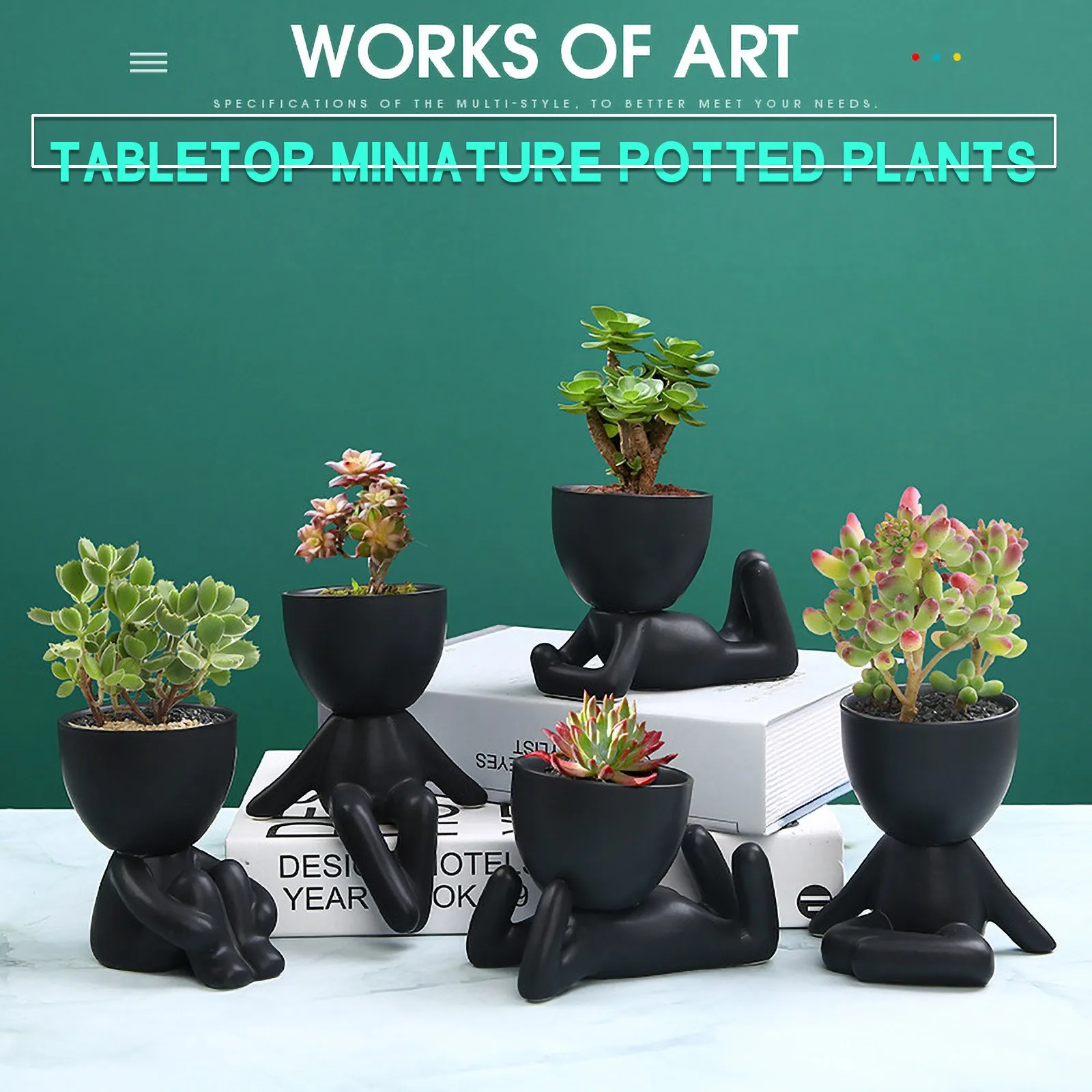 Мини бонсай головка волос Керамика завод сад кукла на дерево горшок с травой