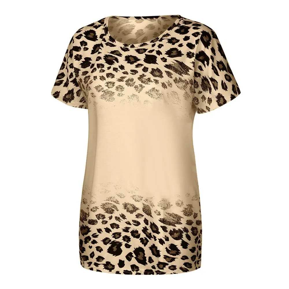 

2020 New Spring and Summer ladies's 0-neck leopard print short sleeve T-shirt women clothing
