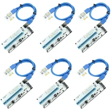 6PCS 008S 3 in 1 PCIe PCI-E PCI Express Riser Card 1x To 16x USB 3.0 Data Cable For Bitcoin Mining BTC Graphics Card