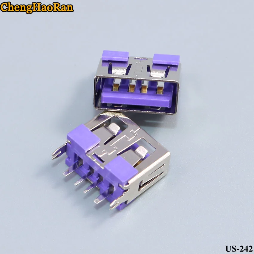 ЧенгХаоРан 1 шт. USB разъем женский типа А короткое тело 180 градусов прямой вертикальный разъем белого пластика с черным боковым соединителем.