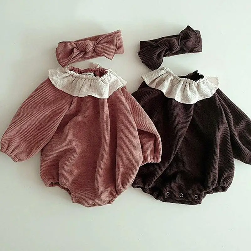 

Infant Baby Girl Rompers 0-2Y Autumn Spring Korean Newborn Clothes Long Sleeve Baby Knitted Jumpsuit Winter Baby Clothes Outfits