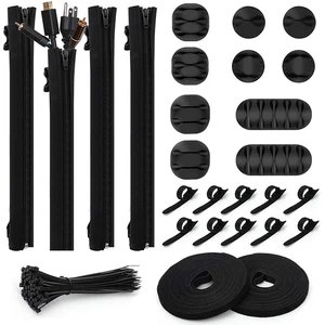 126pcs cable management organizer kit 4 cable sleeve 10 reusable cable ties cord organizer for office desk electronics free global shipping