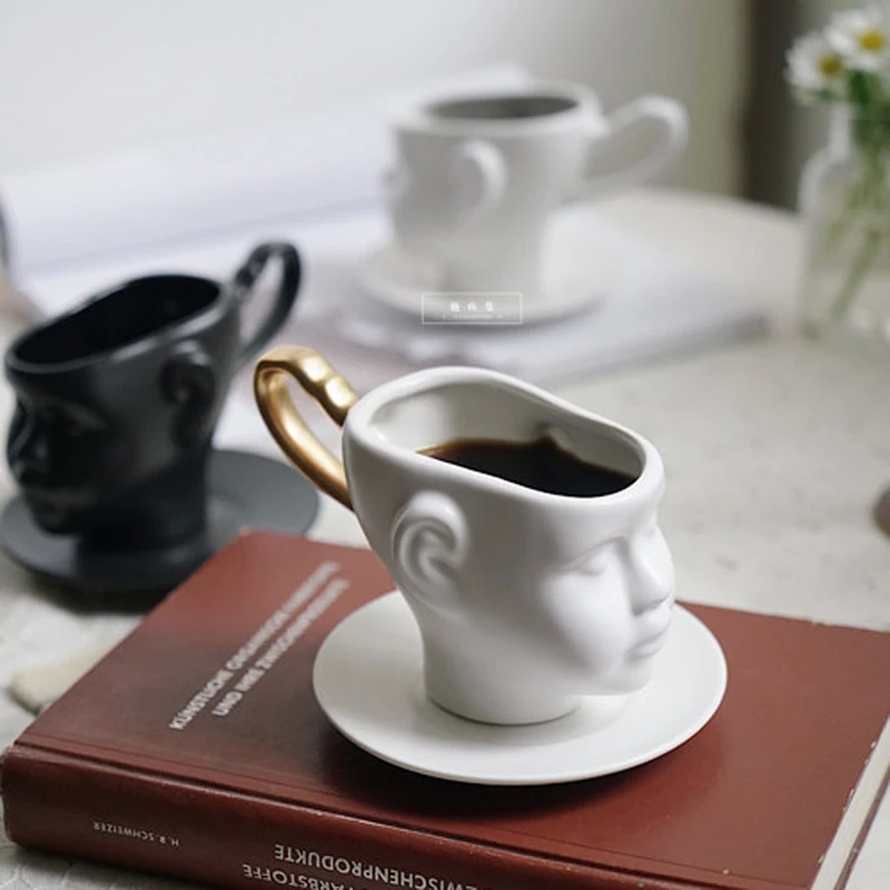 Кружки в скандинавском стиле с изображением детского Лица Пара кофейная чашка