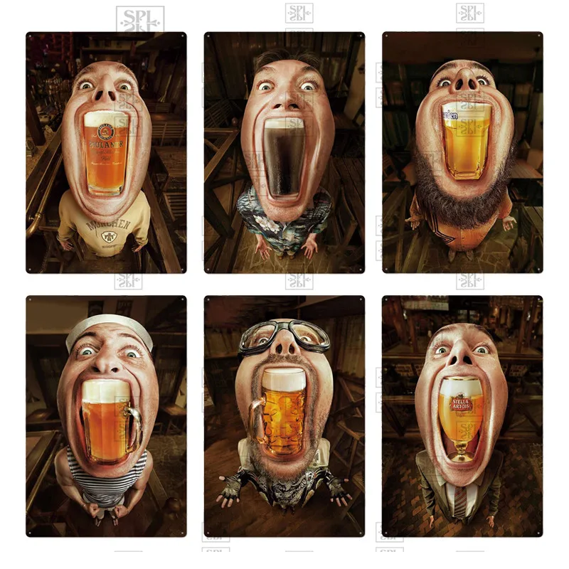 Металлическая табличка в стиле ретро со смешными надписями виде пива для бара