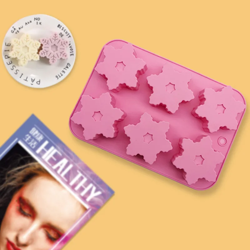 

6 Flowers Silicone Cake Mold Handmade Soap Moluds Six Cherry Blossom Snowflake Jelly 3D DIY Making for Baking Decoration Tools