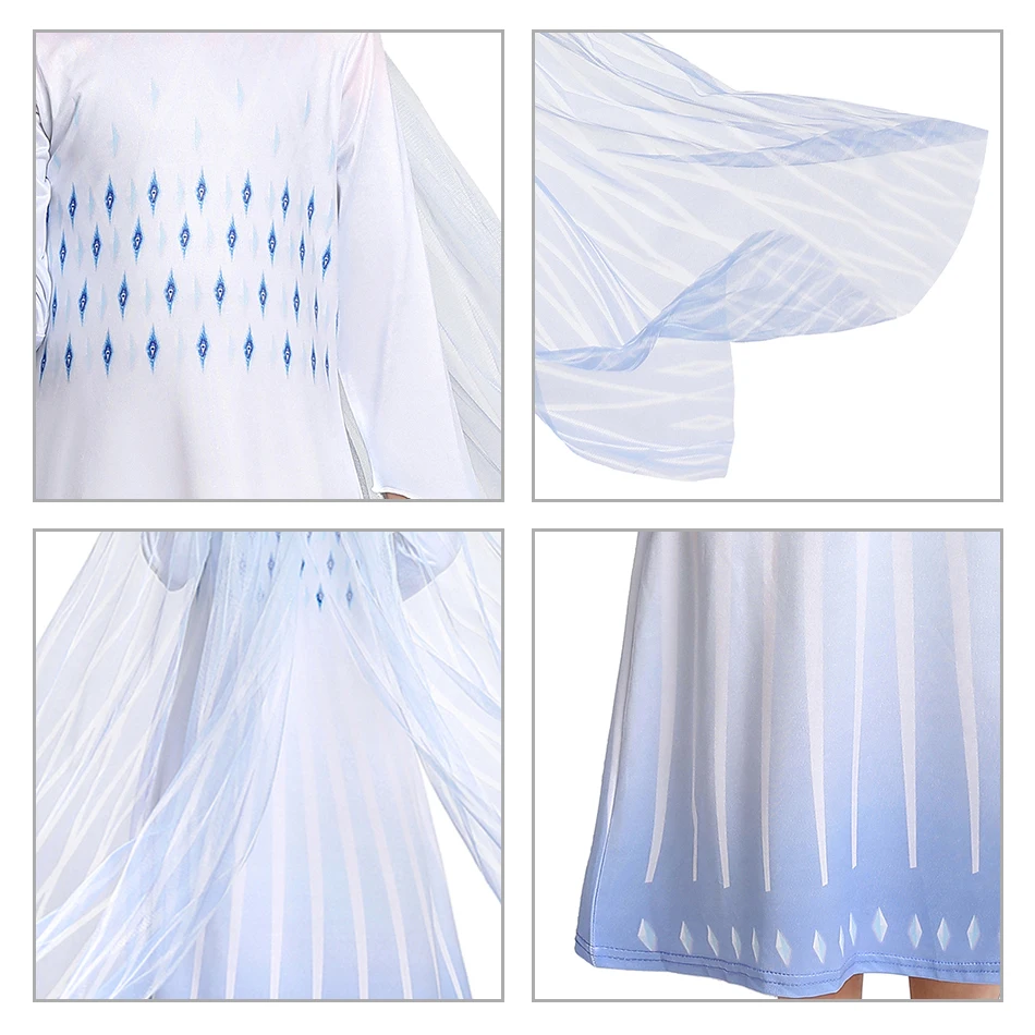 

Autumn Snow Queen 2 Costume Halloween Cosplay Elsa Dress For Girls Party Fancy Children snowflake Princess Dress vestidos