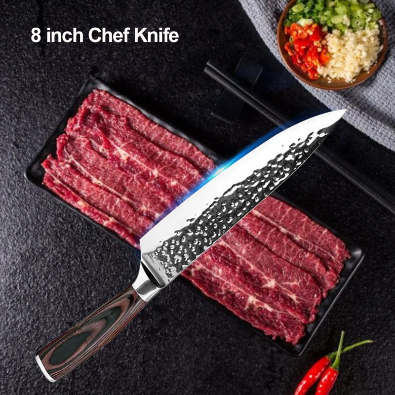 Кухонный нож 8 дюймов Chef 7CR17 440C немецкий японский резак из нержавеющей стали