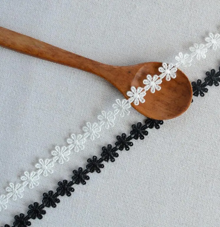5 ярдов оптовая продажа новинка белый черный цветок ромашки кружевная отделка