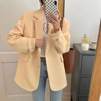 ladies fashion solid color blazer casual office korean style business wear simple college style long sleeve blazer women dress
