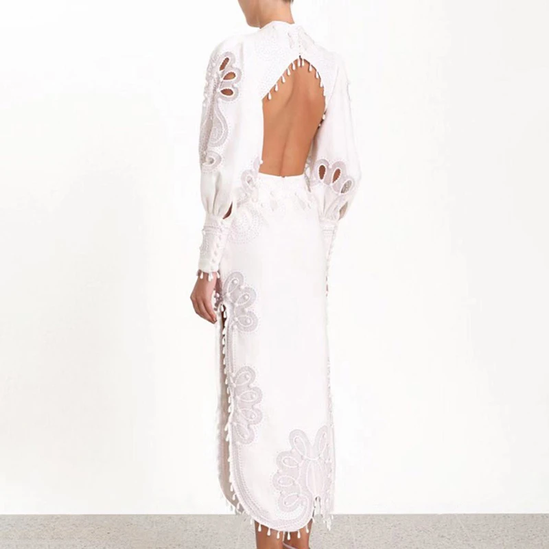 VGH платья с принтом для женщин стоячий воротник рукава фонарики высокая талия