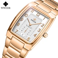 2022 wwoor square watches for women fashion arabic design quartz clock luxury rose gold ladies dress wristwatch relogio feminino