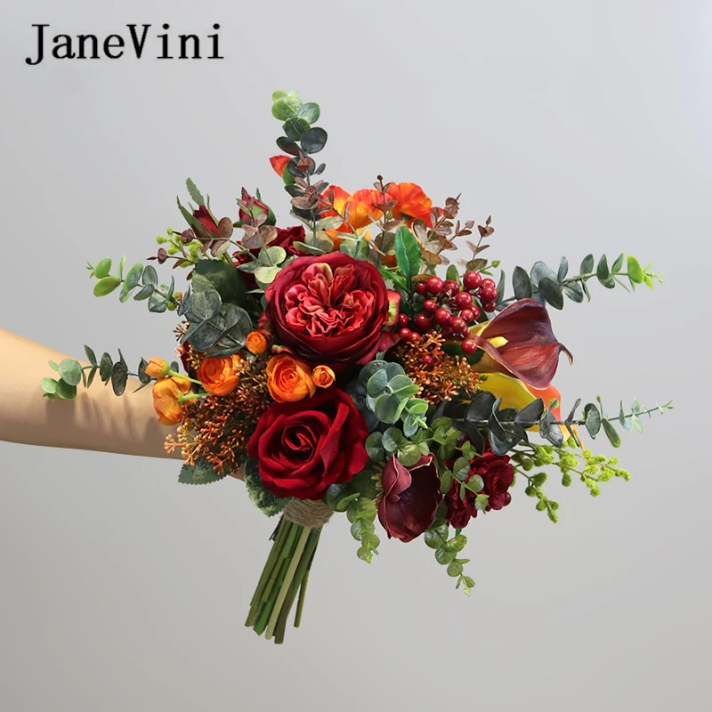 Jaevini 2021 изящные красные пионы розы свадебные букеты для свадьбы искусственный