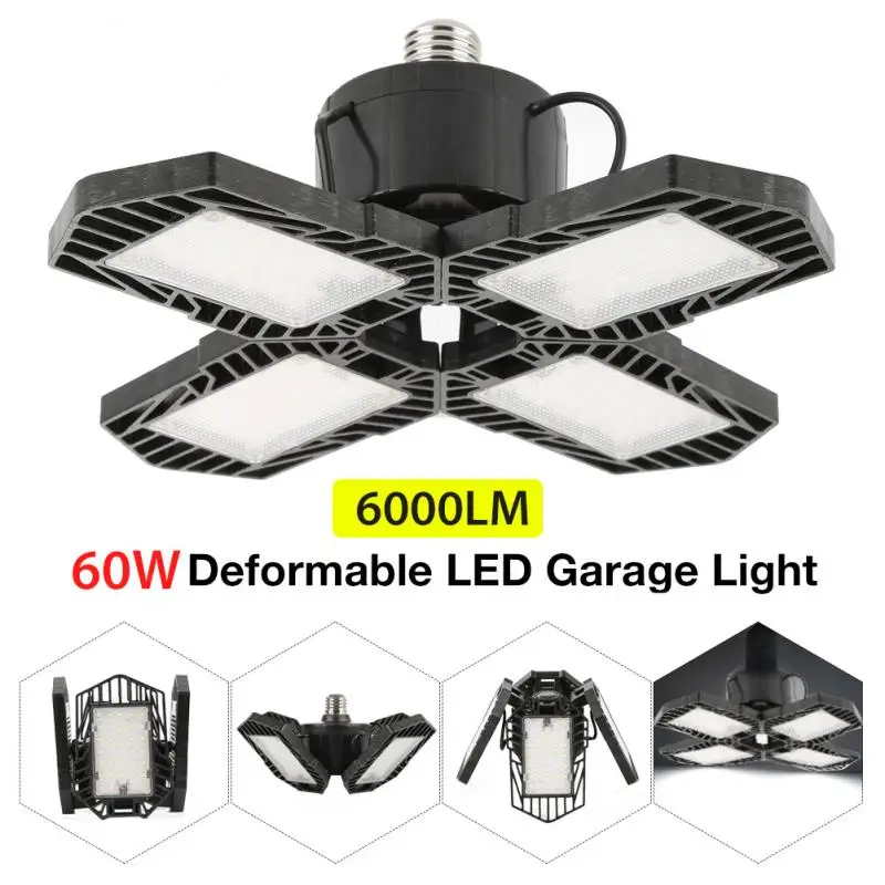 

132LED Garage Light AC85-265V E27 60w Waterproof 90-360° Deformable Ceiling Light Indoor For Garage Workshop Lighting Lamp