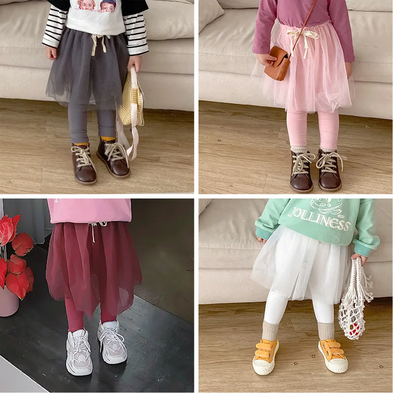 Осенняя детская одежда плинтусы для девочек леггинсы из двух частей с имитацией