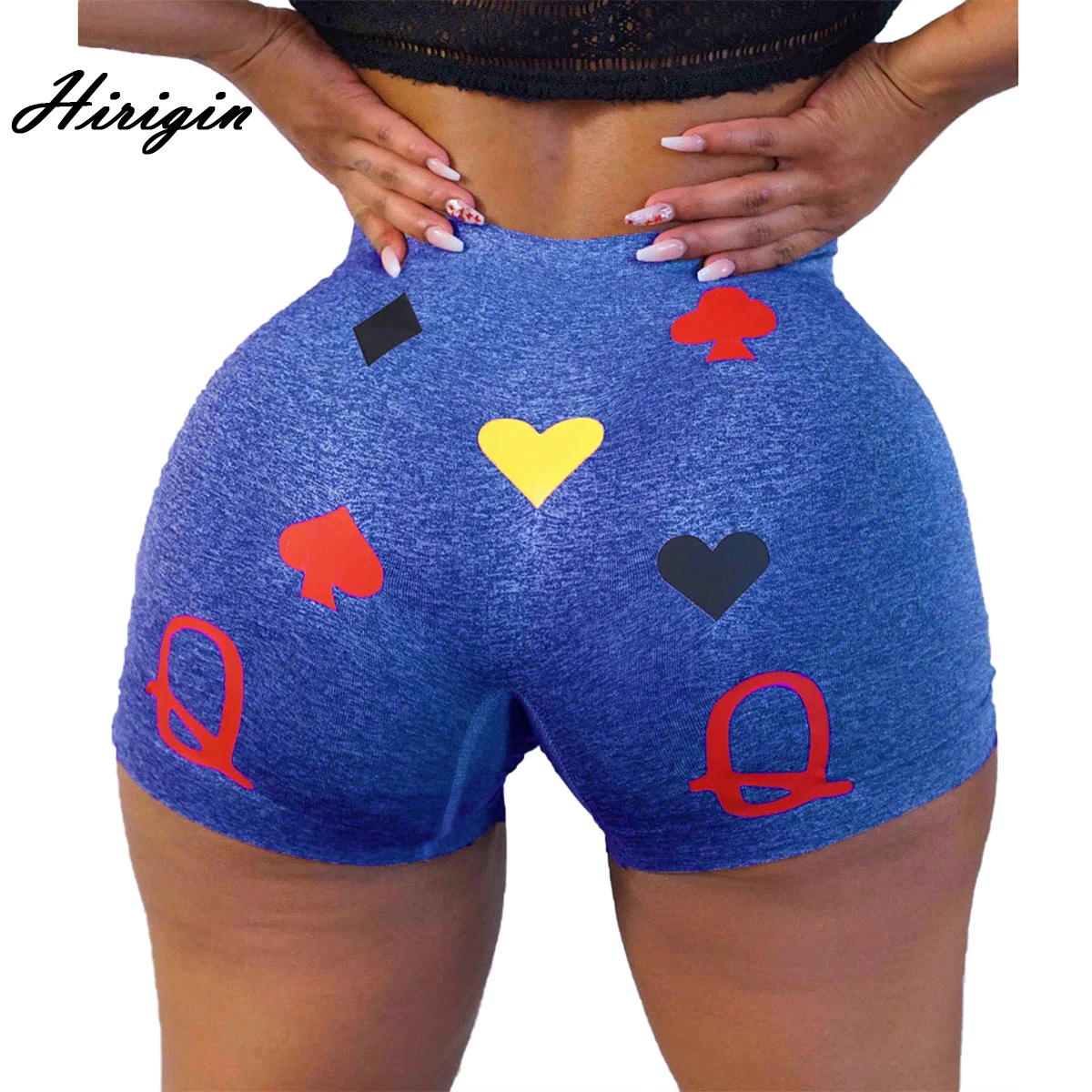 

Летнее платье с высокой талией для женщин короткие обтягивающие эластичные брюки с рисунком «сердечки» вечерние Клубные танцевального спо...