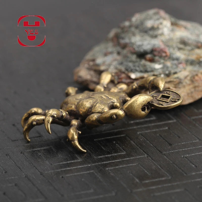 Креативная ретро мини латунная статуя краба животного подвеска держатель для