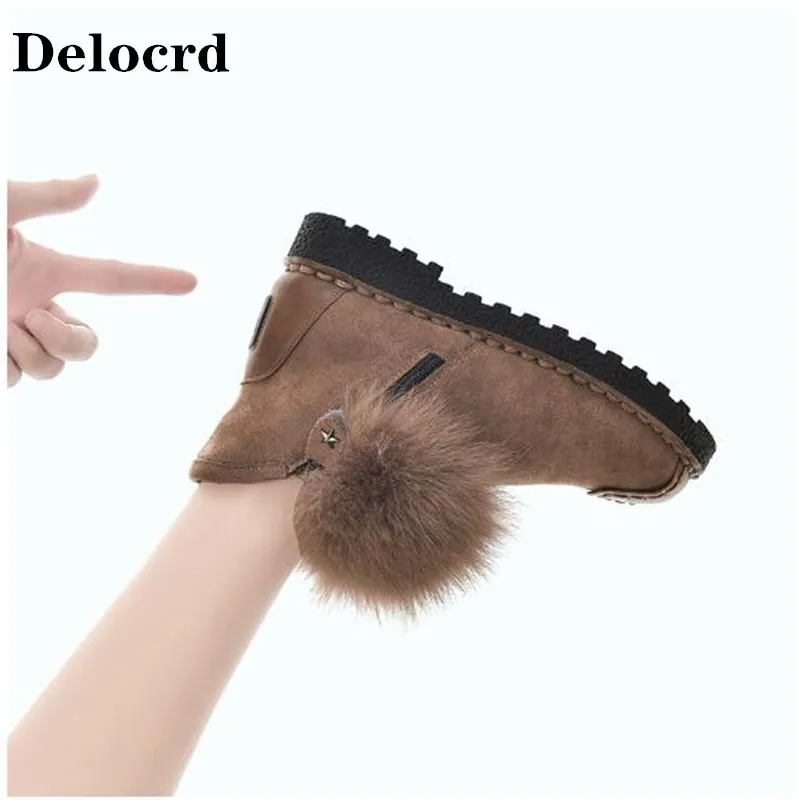 Женские зимние ботинки с круглым носком хлопковая обувь бархатная на плоской