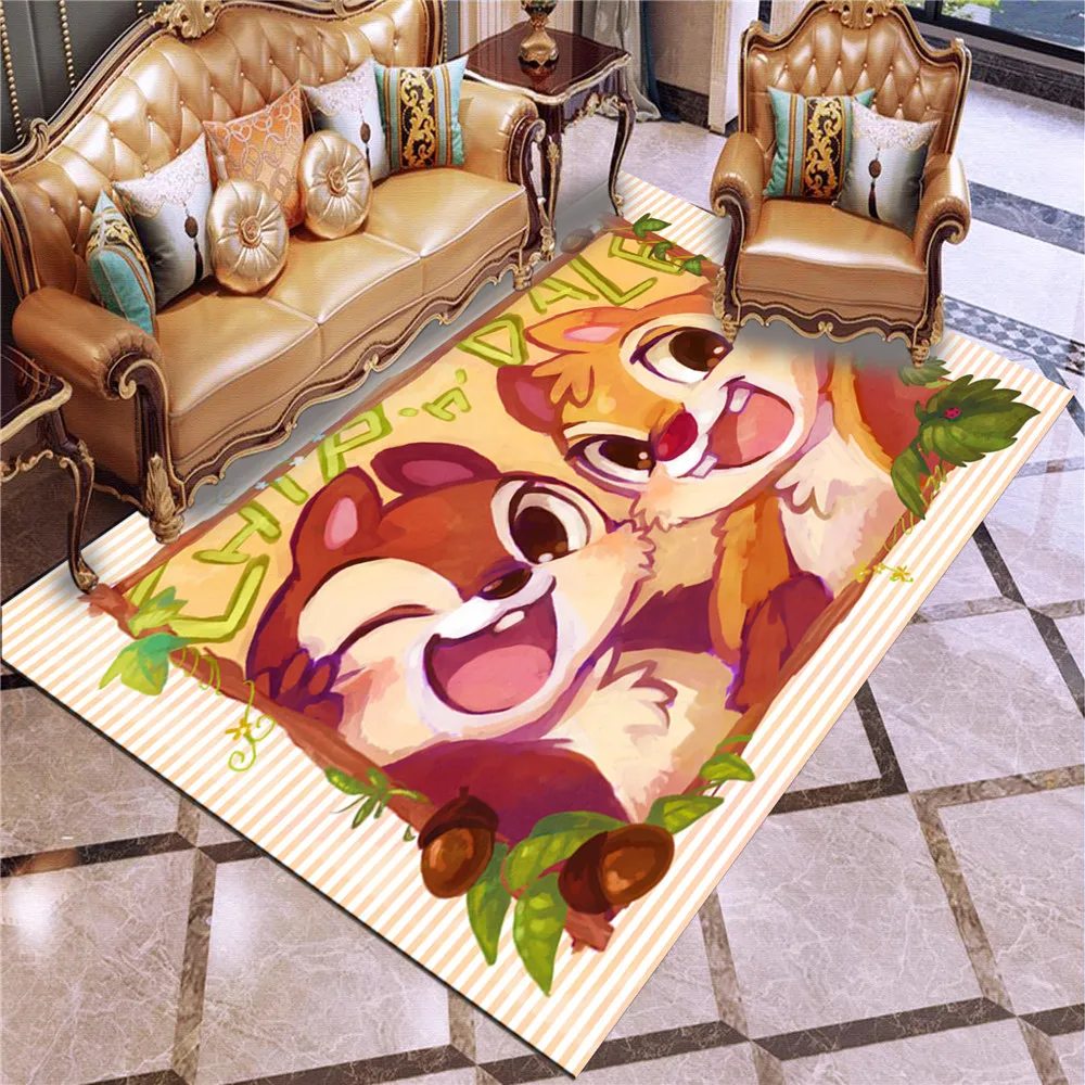 

Kids Gift Chip&Dale Playmat Washable Carpet Rug for Living Room Modern Printing Geometric Cartoon Floor Rug Carpet Crawling Mat