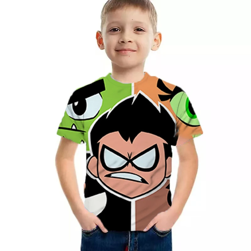 

POP 2021 Kids Teening Titans GO Crew Neck T-shirt 3D Printing Shirt Boys and Girls Cartoon Fashion Short Sleeve T-shirt 4y-14y