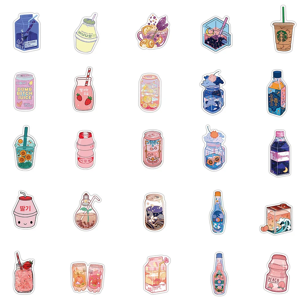 

10/30/50PCS new ins flavored drink Stickers Waterproof Car Motorcycle notebook Luggage Suitcase Graffiti DIY Sticker kids toy